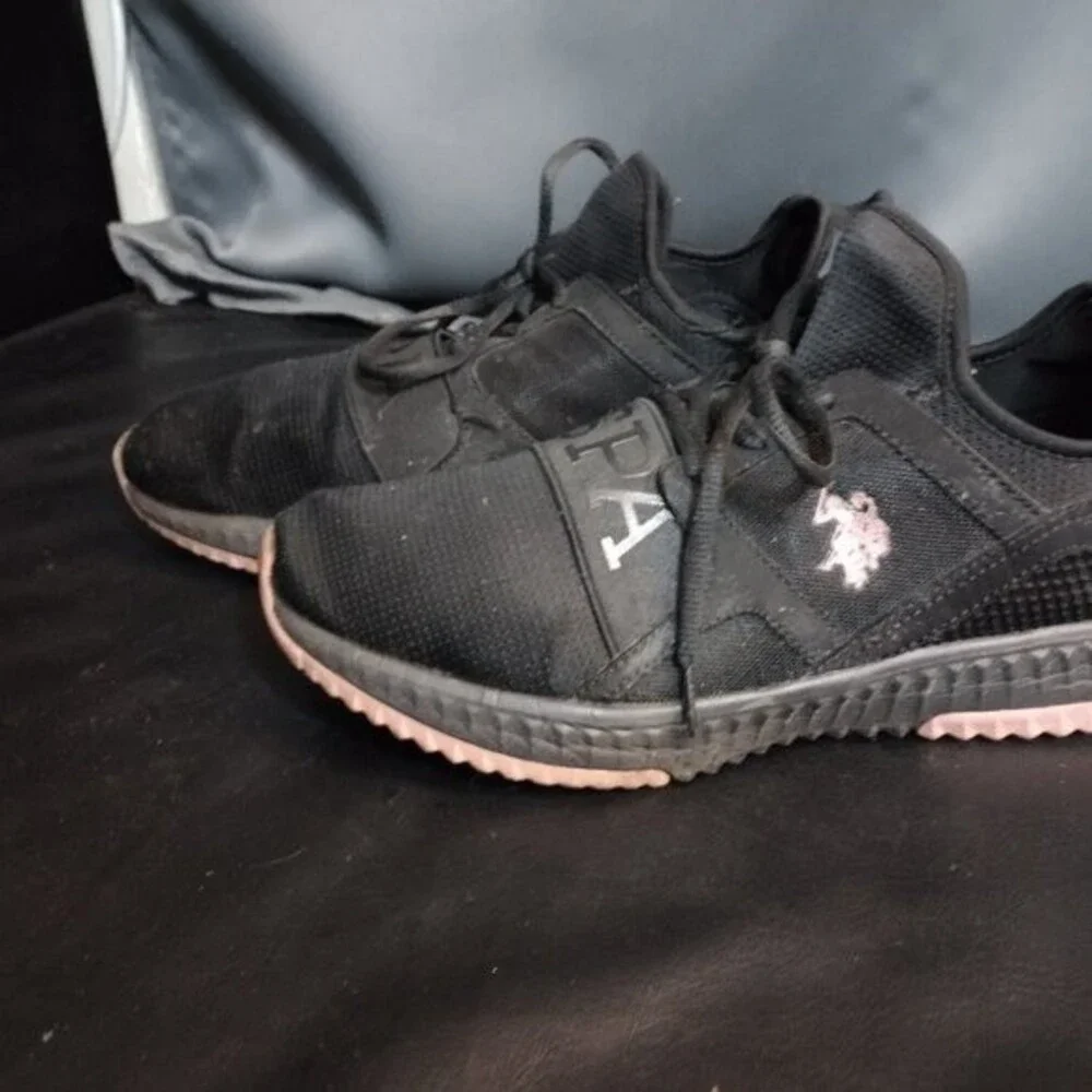US Polo ASSN Black + Pink Sneakers / Tennis Shoes - Size 8.5